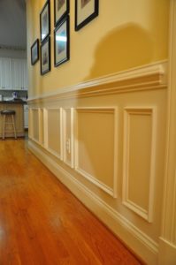 wall with picture frames for wainscoting